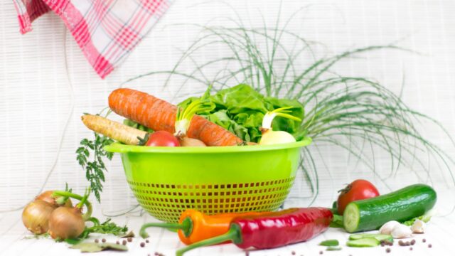 fresh vegetables colander